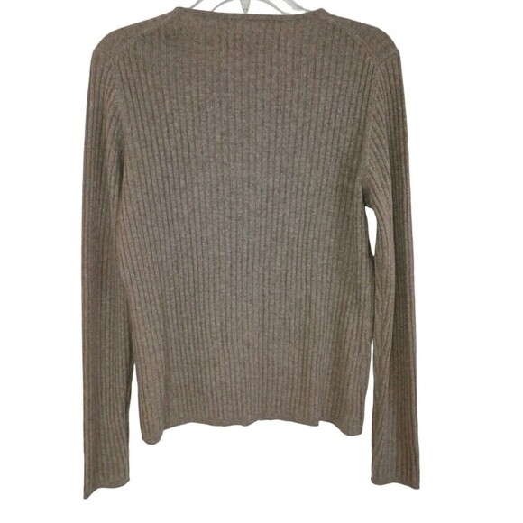 Collection Fifty Nine Sweater Womens Large Cashmere Beige Round Neck Ribbed Luxe - Picture 3 of 5